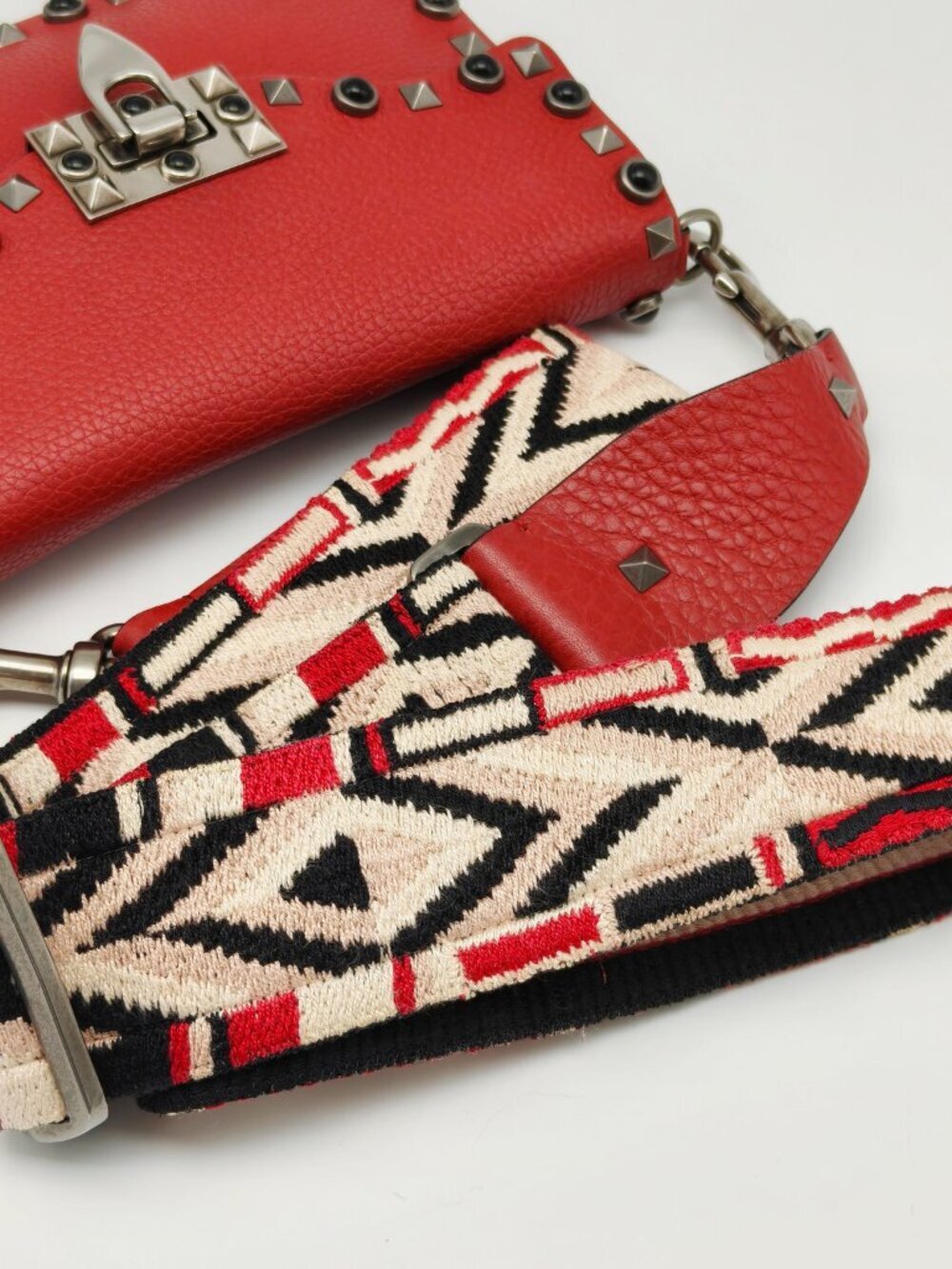 Valentino Garavani Rockstud Red Leather Crossbody Bag Studded Mini Shoulder Bag - Picture 13 of 13